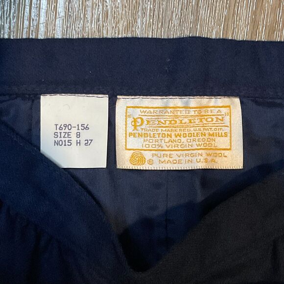 Pendleton Blue A-Line Skirt Womens Made in U.S.A. 100% Wool Lined Size 8 Pockets - Picture 3 of 9